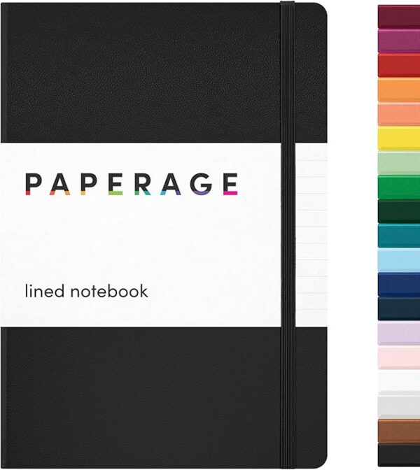 PAPERAGE Lined Journal Notebook, (Black).